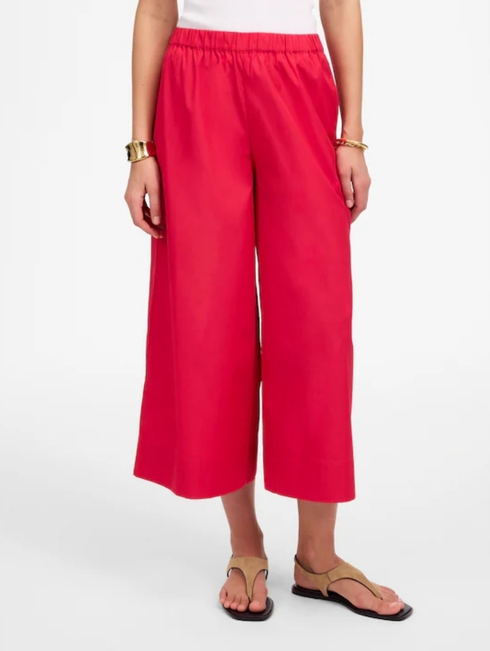 Pull-On Culottes in Cotton Poplin In WATERMELON